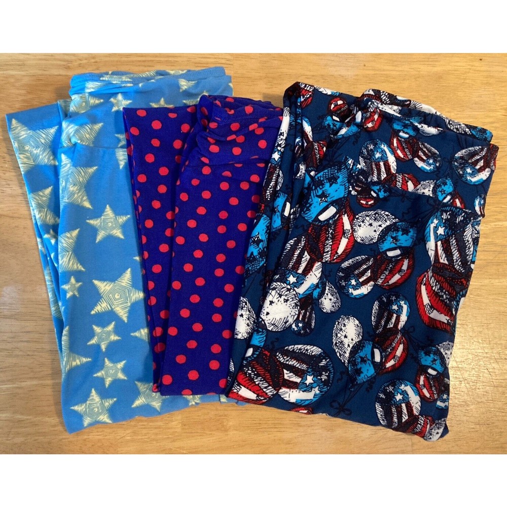 Lot of 3 LuLaRoe OS One Size Leggings Yoga Pants Balloons Stars Polka Dot